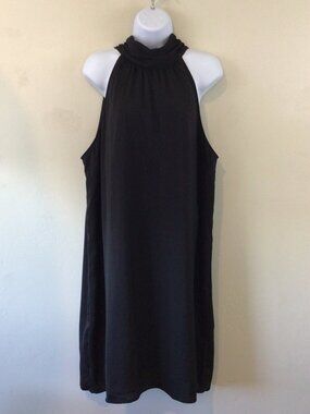 Nordstrom Rack Black Sleeveless Tie Neck Knee Length Dress